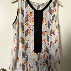 CAbi Multicolor Chevron Floral Blouse